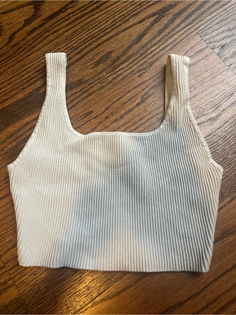 Aritzia Ribbed Sculpt Square-Neck Crop Tank Top - Cream